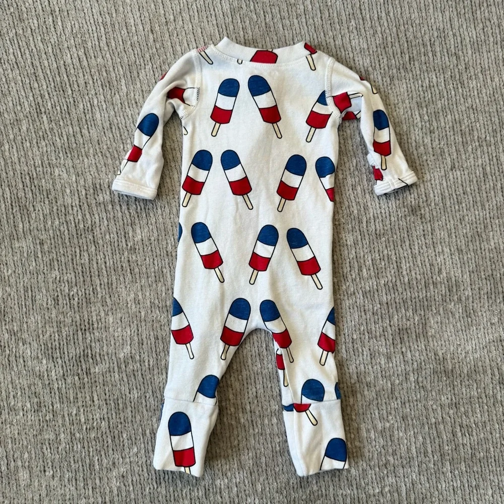 Monica + Andy Newborn Zip Sleeper Popsicle Print‎ Organic Cotton Red White Blue